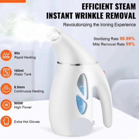 Kledingstomer - Stoomreiniger - Handstomer - Incl. Gratis Hittebestendige Handschoen & Gebruiksvriendelijk - 900W - Wit - 23x9x15cm