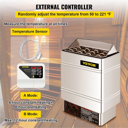 Elektrische Saunakachel - Kachel Externe/Interne Controller - 9KW - Oververhitting Bescherming - Spa Sauna Stoomgenerator
