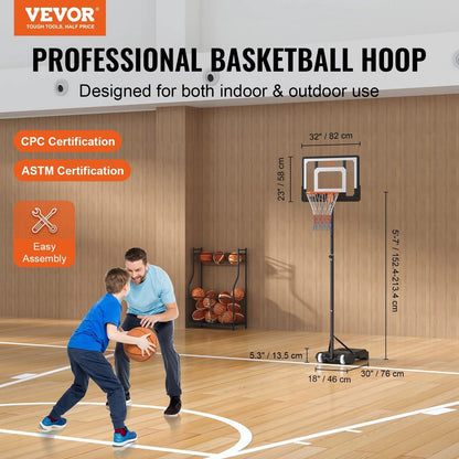 Verstelbare Basketbalpaal - Basketbalring - Voor buiten - 1.2 tot 3meter hoog