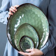 Luxe Serviesset – 11 delig – Porselein - Bordenset – Dinner platen – Dessertborden - Kommen - Schaaltjes - Groen