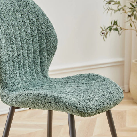 Eetkamerstoelen set van 4 - Rugleuning - Fauteuil - Woonkamerstoelen - Kuipstoelen - Comfi Linnen Stof - Gewatteerde zitting - Metalen poten - Groen