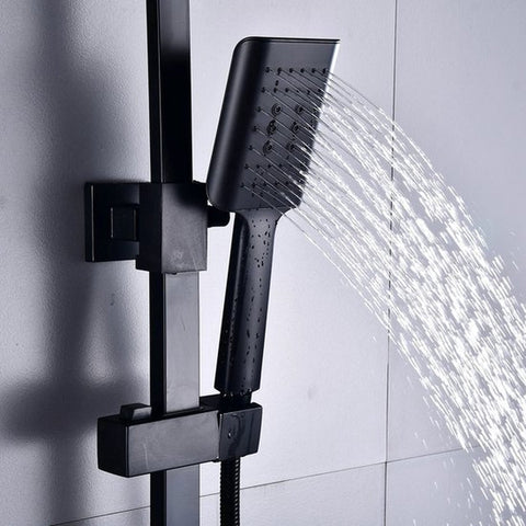Doucheset Zwart - Regendouche - Met Thermosstaat - Douchekop - Douchestang - Douche Set - Doucheset Met Thermostaatkraan