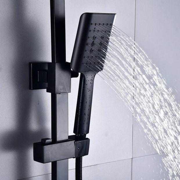 Doucheset Zwart - Regendouche - Met Thermosstaat - Douchekop - Douchestang - Douche Set - Doucheset Met Thermostaatkraan