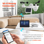 Weerstation - 7-in-1 - Draadloos - Weerstation Met 186 mm TFT -Scherm en Draadloze Buitensensor - Waterdicht (IPX6) - Wit