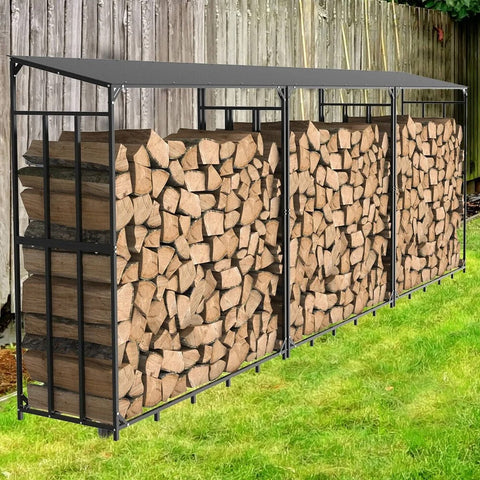Haardhoutrek - Haardhout rek - Brandhout rek - Openhaard Hout - Houtopslag - Extra groot rek met dak - 156.5 x 60 x 176.5 cm