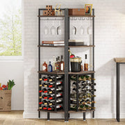 Wine cabinet - Wine rack - Beverage cabinet - Corner cabinet - Cupboard - With glass rack - Industrial - Wood and metal - Brown/Black
