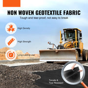 Tuinvlies - Onkruidvlies - Niet-geweven Stof - 3,0 x 30,5 m - 271 g/m2 Pp - Opritdrainagedoek - Voor Opritstabilisatie - Tuinbouw - Landbouw En Drainage - Zwart