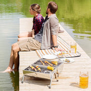 Inklapbare Mobiele Houtskoolgrill van Roestvrij Staal - Draagbare Houtskoolgrill voor Onderweg - 46 x 28 x 36 cm