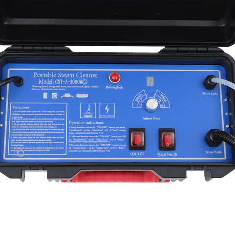 Stoomreiniger Draagbaar - 3000W - Hogedruk - Automatisch - 220V - Heavy Duty - Instelbaar Stoomvolume - incl. 6 Opzetstukken - Tapijt, Auto, Koelkast, Bank, Airconditioning, Vloer