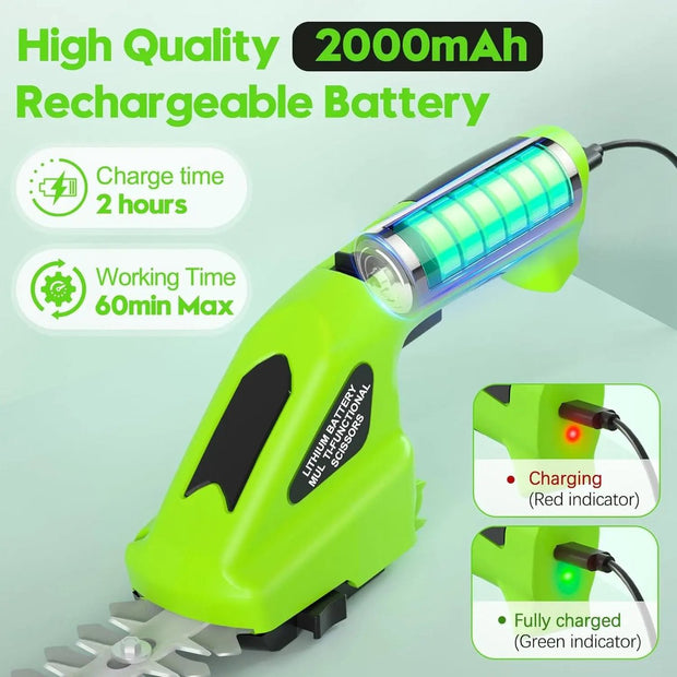 Heggenschaar - Mini Heggenschaar - Draadloos - Oplaadbaar - Snoeimaaier - Wieder - 31cm x 11cm - Groen