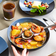 Serviesset 8 Persoons - Serviessets - Bordenset - Chique Bordenset - Keramiek - Blauw en Zwart