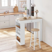 Keukeneiland - Keuken Eiland - Kookeiland Verplaatsbaar - Keukenblok Met Werkblad - Keukeneiland/bartafel - Tafel - 100X100X50 Cm - Wit/Bruin