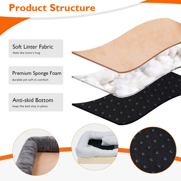Hondenkussen XL - Orthopedisch hondenbed - 97x72x29,5cm - Premium Foam - Antislip Oxforddoek - Wasbaar - Waterdicht - Lounger - Grijs