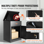Mailbox - Anti-theft - Waterproof - Parcel delivery box - For outdoor - Large storage - With lock