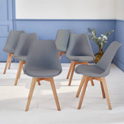Set van 6 eetkamerstoelen, nils, 42x55x81cm Nordic mid-century eetkamerstoelen, PU gewatteerde zitting