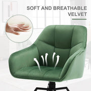 Draaibare eetkamerstoel - Fluwelen Beklede Stoel - Brede Zitting - Ergonomisch Ontwerp - 58.5cm x 82.5cm x 54.5cm - Donkergroen fluweel