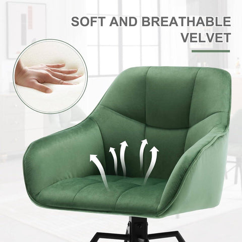 Draaibare eetkamerstoel - Fluwelen Beklede Stoel - Brede Zitting - Ergonomisch Ontwerp - 58.5cm x 82.5cm x 54.5cm - Donkergroen fluweel