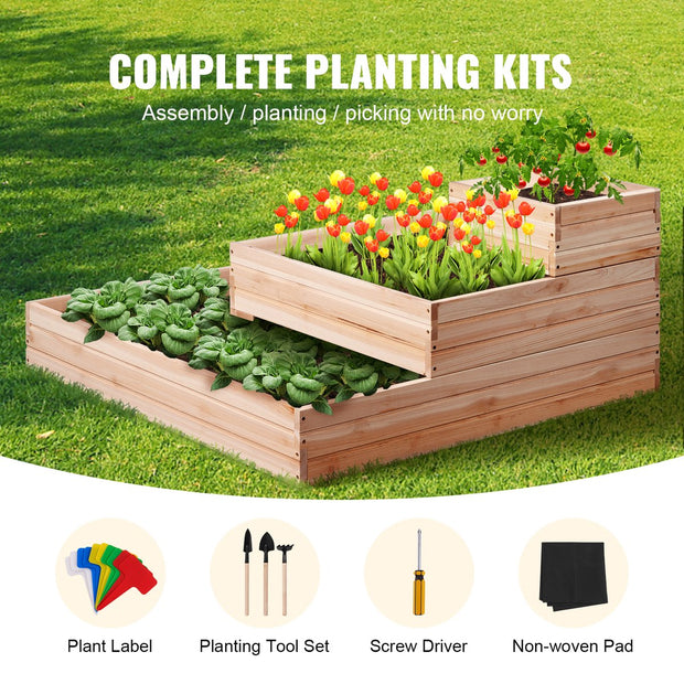 Verhoogd Bed Plantenbak – 113 x 113 x 51 cm – Dennenhouten Groentebed – Bloembak Kruidenbed – Tuinbed voor Groenten, Fruit, Kruiden en Vetplanten