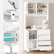 Keukenkast - Kast - Opbergkast - Keuken Organiser - Organiser Kruiden -180 cm x 80 cm x40 cm - Wit