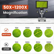 Digitale Microscoop - Met 9 Inch Verstelbare Display HD - LCD 1200x - Camera USB - 10 Led Lampen