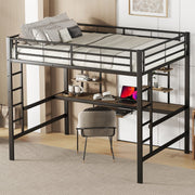Kinderbed - Zonder Matras - Zonder Stoel - Metalen Bedframe met Bureau en Twee Boekenplanken - Geschikt voor Kinderen - Tieners en Volwassenen - 140x200 cm - Zwart