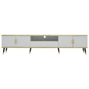 Modern Tv-kast - in Wit - Met een Uniek Patroon - 200x40x46cm - voor Televisie tot 80 inch - Twee Deuren - Kabelbeheer