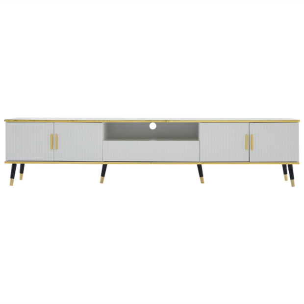 Modern Tv-kast - in Wit - Met een Uniek Patroon - 200x40x46cm - voor Televisie tot 80 inch - Twee Deuren - Kabelbeheer