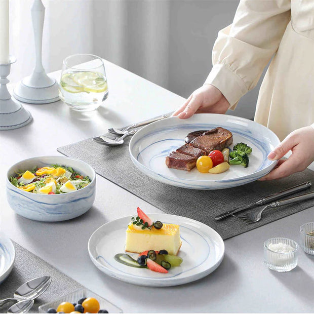 Luxe Serviesset – 18 delig – 6 persoons – Porselein - Bordenset – Dinner platen – Dessertborden - Kommen - Wit