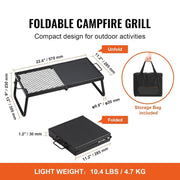 Houtskool Grill - Inklapbare Tafel Grill - 570 x 285 x 230mm - 6kg inhoud - Draagbare Reis Grill - Buiten Camping Grill - 300 °C - Grillrooster + Grillplaat - voor tuinfeestjes, picknicks, patio