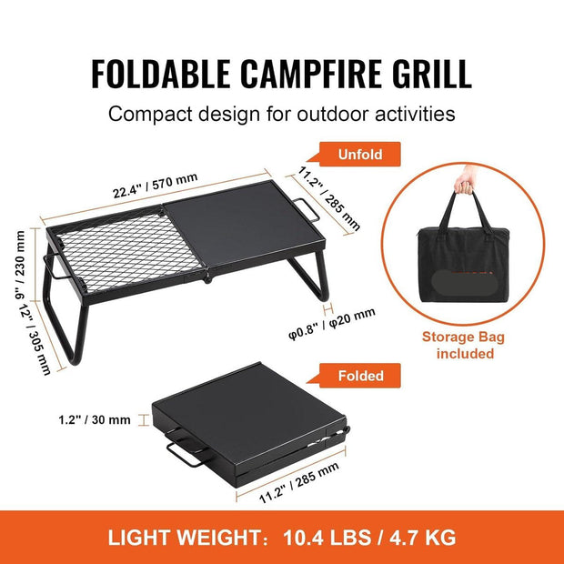 Houtskool Grill - Inklapbare Tafel Grill - 570 x 285 x 230mm - 6kg inhoud - Draagbare Reis Grill - Buiten Camping Grill - 300 °C - Grillrooster + Grillplaat - voor tuinfeestjes, picknicks, patio