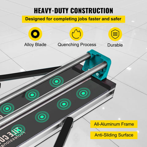 Handmatige Tegelsnijder - Keramische Tegelsnijder - met Dubbele Rails en Beugels - Aluminium - 800mm - voor het Snijden van Tegels, keramiek, Porseleinen Tegels - Blauw