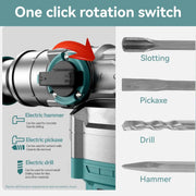 Demolition Hammer - Demolition - Jack Hammer - Drill - Heavy Concrete Breaker - Powerful - Electric Demolition Hammer - Rotary Hammer - Professional - Cordless Rotary Hammer - Concrete Perforator - 1200W - 220V - Case