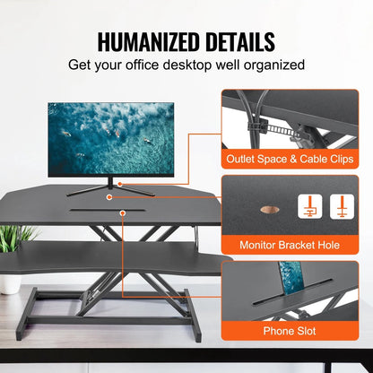 Dubbel laags Bureau - In Hoogte Verstelbaar - 80x40cm - Computertafel - Laptoptafel - Bureau