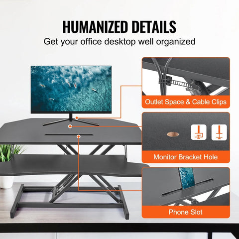 Double Layer Desk - Height Adjustable - 80x40cm - Computer Table - Laptop Table - Desk