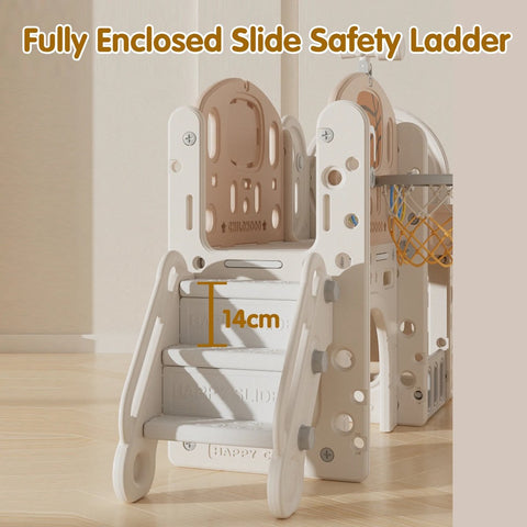 Glijbaan Peuter - Binnen - Buiten - Speeltuin - Speelhuis - Multifunctioneel - Speelgoed - Speeltoestel - Beige/Grijs - 189x217x111cm