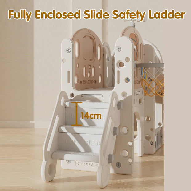 Glijbaan Peuter - Binnen - Buiten - Speeltuin - Speelhuis - Multifunctioneel - Speelgoed - Speeltoestel - Beige/Grijs - 189x217x111cm