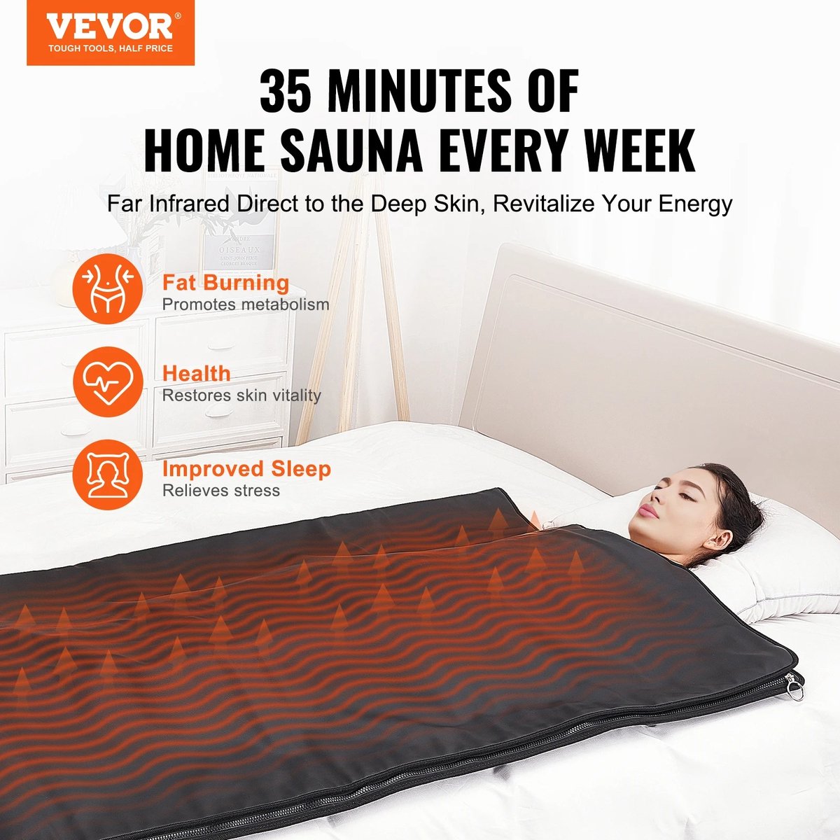 Saunadeken - Sauna - Infrarood - Handige afstandsbediening - 5 Saunapakketten Gratis inbegrepen - 180 cm x 78 cm. - QUORE