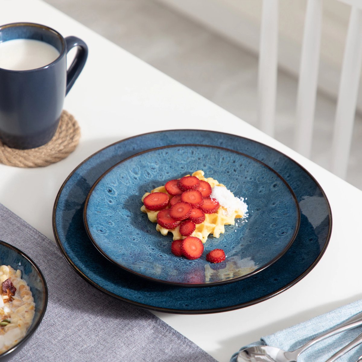 Dinnerware set - 8 persons - Porcelain - Dinnerware sets - 32 pieces - Plate set 8 persons - Plate set 32 ​​pieces - Blue