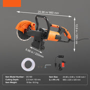 Elektrische Betonfrees - 2000W - Met Dubbele Schakelaar - Overbelastingsbeveiliging -15A Motor Van Zuiver Koper - Overbelastingsbeveiliging En Ingebouwd Gfci-Ontwerp - Geschikt Voor Het Zagen Van Verschillende Betonmaterialen