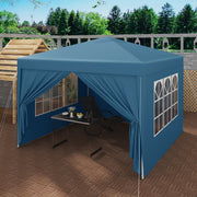 Partytent met zijwanden - Easy up - Opvouwbaar - Paviljoen - Waterdicht weerbestendig - Blauw - 3x3 m