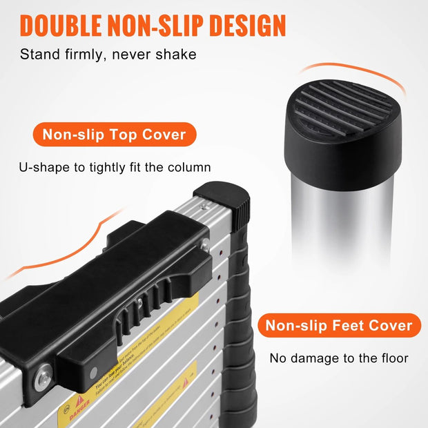 Telescopic ladder - Telescopic ladder aluminum - Sliding ladder telescopic - Anti-slip - 4 meters