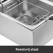 Friteuse - Dubbele Frituurpan - 2 x 6 Liter - Roestvrij staal - Draaisysteem - Dubbele tanks - voor fastfoodrestaurant of kampeerpicknick - 220V - 5000W