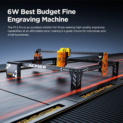 Lasergraveer machine - Laser Graveer - Professioneel gebruik - 6W - USB/APP/Online/TF - 10000mm/min - 6000mw - 24V 3A DC - 32Bit - CNC - Hout, Glas, Plastic, Leer, Papier, Etc. - Zwart