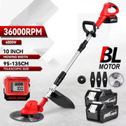 Grastrimmer - Elektrische Grastrimmer - Grasmaaier - Met Handvat - Met Beveiliging - In Lengte Verstelbaar - Inclusief: 2x Accu, 1x Oplader, Accessoires - 36000R/pm -