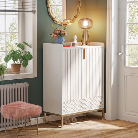 Praktisch Schoenenrek - Schoenenrek met 6 Niveaus - Schoenenkast - Schoenenrek Metaal Modern - Metaal - 73 x 35 x 105 cm - Wit