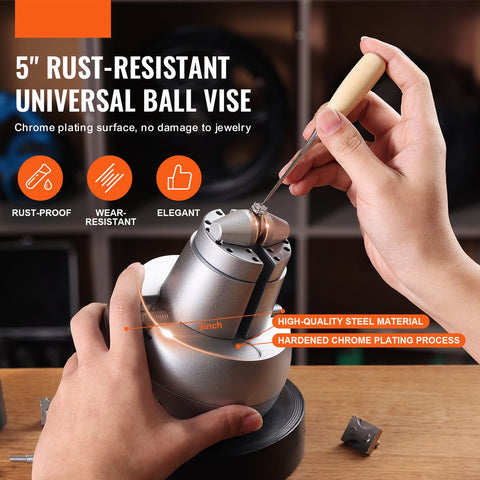 Sieraden Ball Vise - Graveergereedschap - 12,7 cm Kogeldiameter - 9,8 cm Maximale Opening - Verchroomd - Geschikt voor Sieraden - Kleine Details Graveren - Zilver