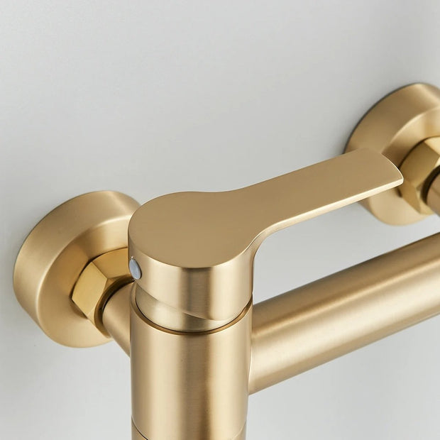 Luxury Bathroom Shower Faucet Set - Wall Mounted - Brushed Gold - Shower Head Faucet Set