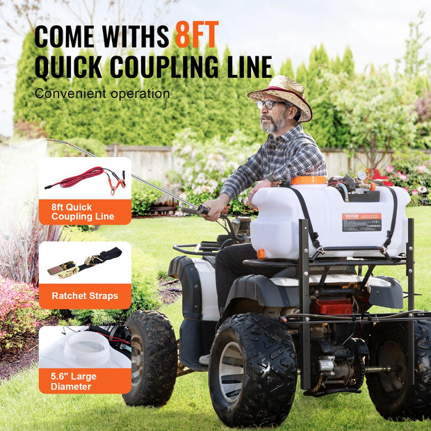 ATV Sproeier - Werkdruksproeier 72PSI - Inclusief 20ft Slang en 8ft Snelkoppelingsleiding - 7L/min -12 V -0,1-0,5 MPa Pomp - voor ATV's UTV's Tractoren - Zowel Professionals Als Amateur-Tuinders