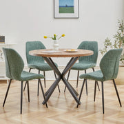 Eetkamerstoelen set van 4 - Rugleuning - Fauteuil - Woonkamerstoelen - Kuipstoelen - Comfi Linnen Stof - Gewatteerde zitting - Metalen poten - Groen