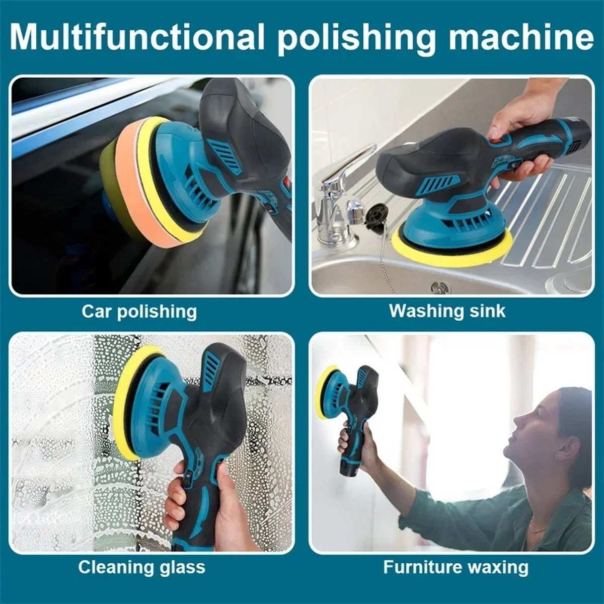 Polijstmachine - Polijstmachine op Accu - Auto Poetsmachine - Incl. 2 Accu's - 6 Snelheidsstanden - Incl. Polijstschijven